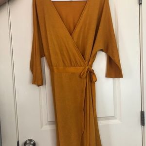 Mustard Yellow Women's Wrap Dress